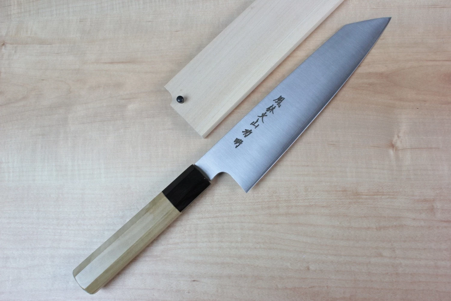 Fu-Rin-Ka-Zan R-2 Clad Wa Series Kiritsuke (210mm To 270mm, 3 Sizes, Octagon Shaped Magnolia Wood Handle) 1 Fu-Rin-Ka-Zan R-2 Clad Wa Series Kiritsuke (210mm To 270mm, 3 Sizes, Octagon Shaped Magnolia Wood Handle)