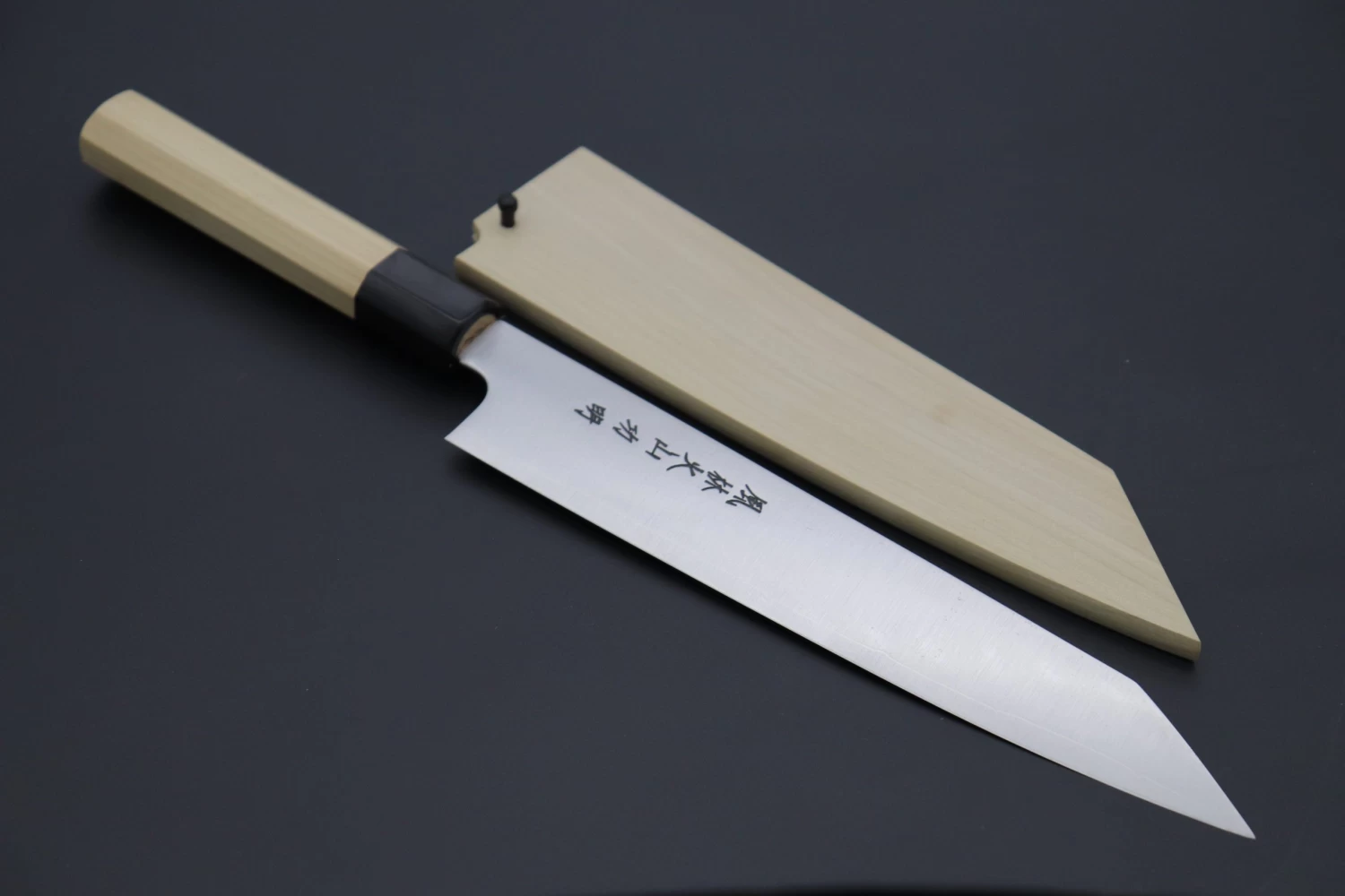 Fu-Rin-Ka-Zan R-2 Clad Wa Series Special Kiritsuke-Slicer (240mm And 270mm, 2 Sizes, Narrower Blade Width, Octagon Shaped Magnolia Wood Handle) 1 Fu-Rin-Ka-Zan R-2 Clad Wa Series Special Kiritsuke-Slicer (240mm And 270mm, 2 Sizes, Narrower Blade Width, Octagon Shaped Magnolia Wood Handle)