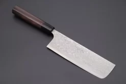 Fu-Rin-Ka-Zan Aogami Super Custom Damascus Series FASD-4 Nakiri 165mm (6.4 Inch, Octagonal Red-Sandalwood Handle)