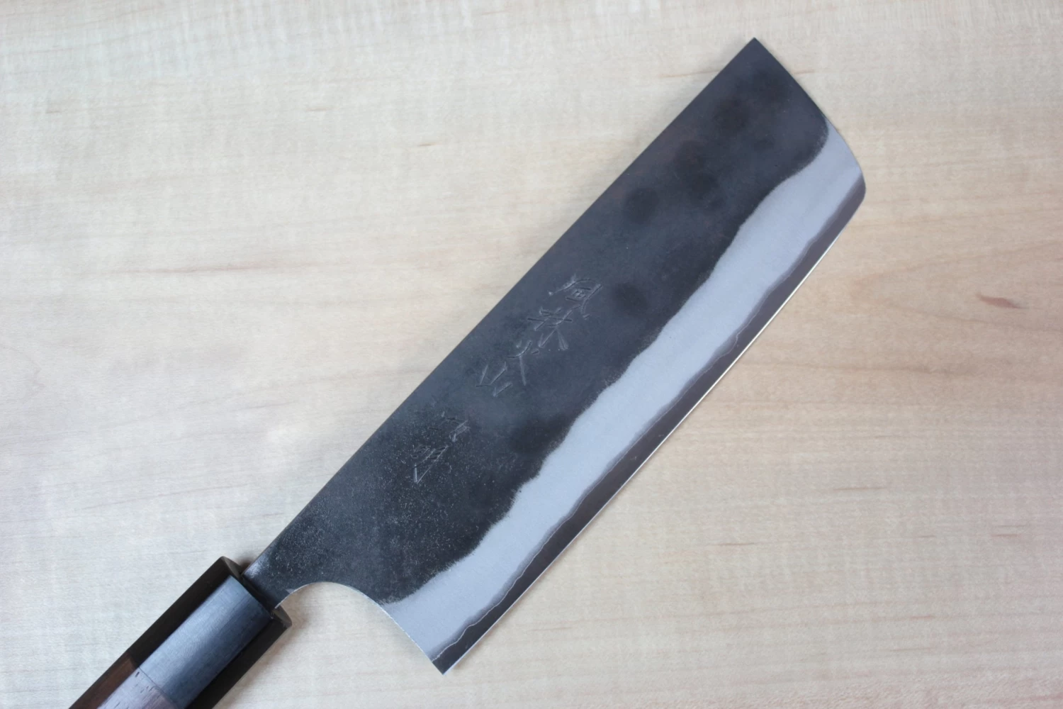 Fu-Rin-Ka-Zan Aogami Super Kurouchi Series FAB-5 Nakiri 160mm (6.2 Inch, Octagon Shaped Red-Sandal Wood Handle) 2 Fu-Rin-Ka-Zan Aogami Super Kurouchi Series FAB-5 Nakiri 160mm (6.2 Inch, Octagon Shaped Red-Sandal Wood Handle) - Image 2