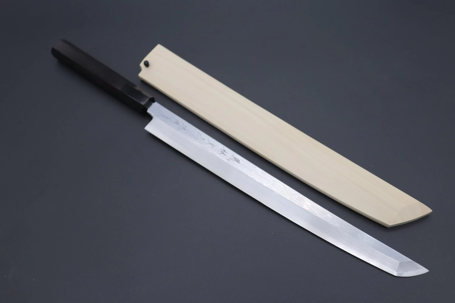 Fu-Rin-Ka-Zan Limited, Blue Steel No.1 Suminagashi FSO-B1SA Sakimaru Takohiki 300mm (Octagon Shaped Ebonywood Handle) 1 Fu-Rin-Ka-Zan Limited, Blue Steel No.1 Suminagashi FSO-B1SA Sakimaru Takohiki 300mm (Octagon Shaped Ebonywood Handle)