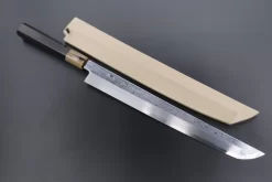 Fu-Rin-Ka-Zan Limited, Blue Steel No.1 Suminagashi FSO-B1WIDE Sakimaru Takohiki 300mm (Wider Blade Version, Octagon Shaped Ebonywood Handle)