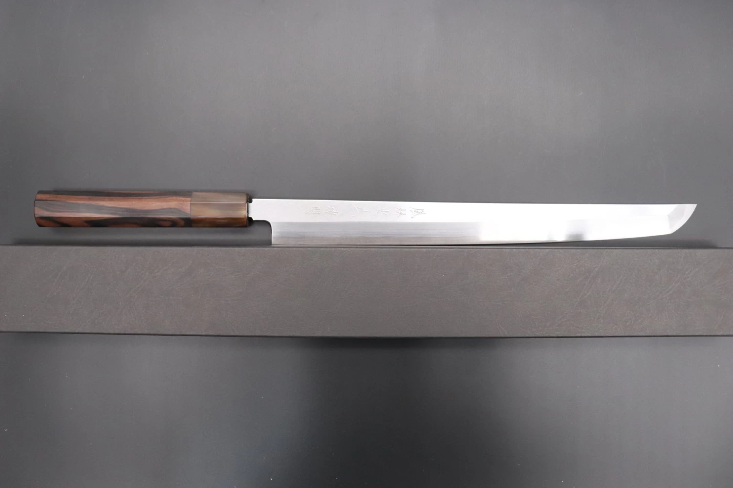 Fu-Rin-Ka-Zan Limited, FSO-100 Hon Kasumi Blue Steel No.1 Sakimaru Takohiki 300mm (11.8 Inch, Octagonal Ebonywood Handle) 9 Fu-Rin-Ka-Zan Limited, FSO-100 Hon Kasumi Blue Steel No.1 Sakimaru Takohiki 300mm (11.8 Inch, Octagonal Ebonywood Handle) - Image 9