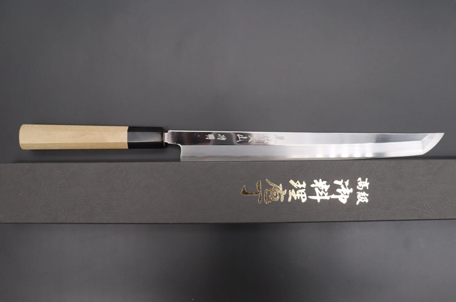 Fu-Rin-Ka-Zan Limited, Hon Kasumi Blue Steel No.1 Sakimaru Takohiki 270mm (Perfectly Mirror Polished Blade, 10.6 Inch, FSO-64) 9 Fu-Rin-Ka-Zan Limited, Hon Kasumi Blue Steel No.1 Sakimaru Takohiki 270mm (Perfectly Mirror Polished Blade, 10.6 Inch, FSO-64) - Image 9