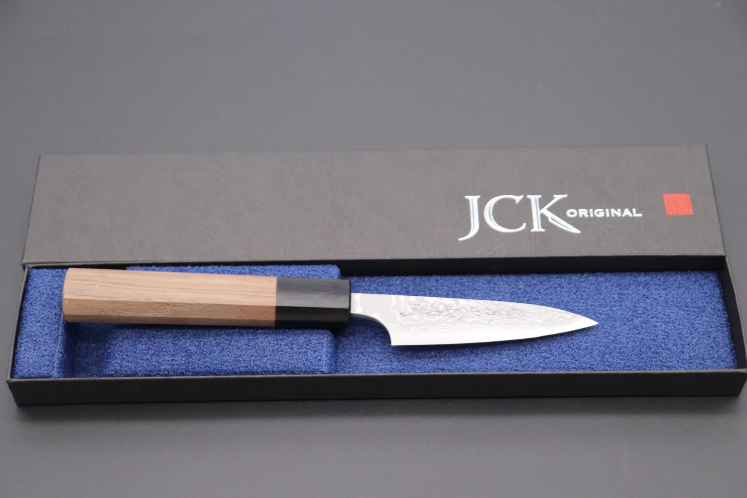 Fu-Rin-Ka-Zan Aogami Super Custom Damascus Series FASD-1PW Wa Paring 80mm (3.1 Inch, Octagonal Walnut Wood Handle) 8 Fu-Rin-Ka-Zan Aogami Super Custom Damascus Series FASD-1PW Wa Paring 80mm (3.1 Inch, Octagonal Walnut Wood Handle) - Image 8