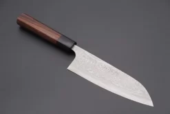 Fu-Rin-Ka-Zan Aogami Super Custom Damascus Series FASD-3 Wa Santoku 165mm (6.4 Inch, Octagonal Red-Sandalwood Handle)