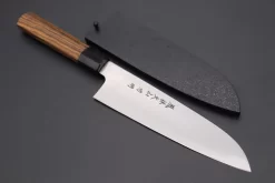Fu-Rin-Ka-Zan R-2 Clad Wa Series FR2-3SAB Wa Santoku 190mm (7.4inch, Octagon Shaped Bocote Wood Handle)