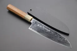 Fu-Rin-Ka-Zan R-2 Damascus Wa Series FRD-SB Wa Santoku 190mm (7.4 Inch, Octagon Shaped Bocote Wood Handle)