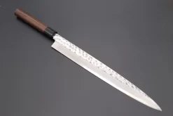Fu-Rin-Ka-Zan White Steel No.2 (Special Tsuchime Finish) Yanagiba (D Shaped Red-Sandal Wood Handle With Black Pakka Wood Ferrules, 240mm To 300mm, 3 Sizes)