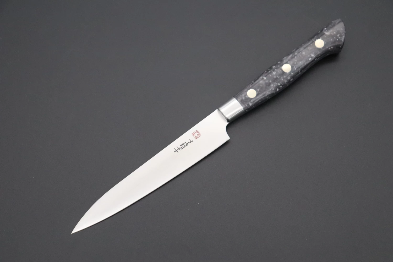 Hattori Forums FH Series Limited Edition "SNOW IN THE DARK" Petty (120mm And 150mm, Dupont Corian® Handle) 1 Hattori Forums FH Series Limited Edition "SNOW IN THE DARK" Petty (120mm And 150mm, Dupont Corian® Handle)