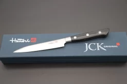 Hattori Forums FH Series Petty (120mm And 150mm, Black Linen Micarta Handle) -Knife Sale Shop hattori petty hattori forums fh series petty 120mm and 150mm black linen micarta handle 40239331311899 scaled