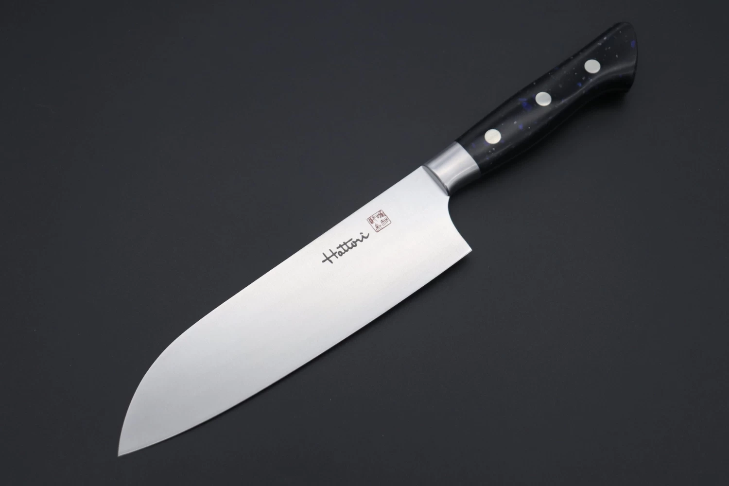 Hattori Forums FH Series FH-4D Santoku 170mm (6.6inch, ”Black Space"Corian® Handle) 1 Hattori Forums FH Series FH-4D Santoku 170mm (6.6inch, ”Black Space"Corian® Handle)