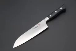 Hattori Forums FH Series FH-4L Santoku 170mm (6.6inch, Black Linen Micarta Handle)