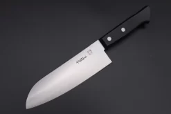 Hattori Limited, Cowry X, VG-2 Clad HCX-1B Santoku 170mm (6.6 Inch, Black Linen Micarta Handle)