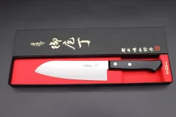 Hattori Limited, Cowry X, VG-2 Clad HCX-1B Santoku 170mm (6.6 Inch, Black Linen Micarta Handle) -Knife Sale Shop hattori santoku hattori limited cowry x vg 2 clad hcx 1b santoku 170mm 6 6 inch black linen micarta handle 30449087512673 scaled