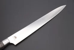 Hattori Forums Custom Limited Edition, FH Series FH-12SPGREY Sujihiki 230mm (9 Inch, Grey Color Stabilized Box Elder Wood Handle) -Knife Sale Shop hattori sujihiki hattori forums custom limited edition fh series fh 12spgrey sujihiki 230mm 9 inch grey color stabilized box elder wood handle 41906081825051 scaled