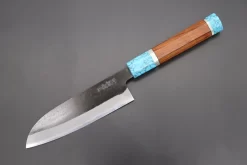 Custom Limited Edition, Hinoura White Steel No.1 Kurouchi Series HS1-4SP10 Wa Santoku 165mm (6.4 Inch)