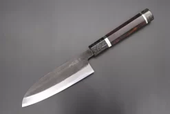 Custom Limited Edition, Hinoura White Steel No.1 Kurouchi Series HS1-4SP5 Wa Santoku 165mm (6.4 Inch)