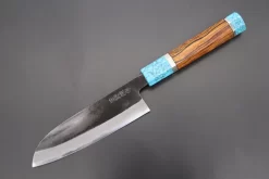 Custom Limited Edition, Hinoura White Steel No.1 Kurouchi Series HS1-4SP9 Wa Santoku 165mm (6.4 Inch)