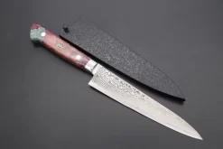 JCK Original Kagayaki NOVEL- Limited Edition Custom R-2 Damascus Series KNLTD-68 Petty 150mm (5.9 Inch, Hammer Forged Blade)