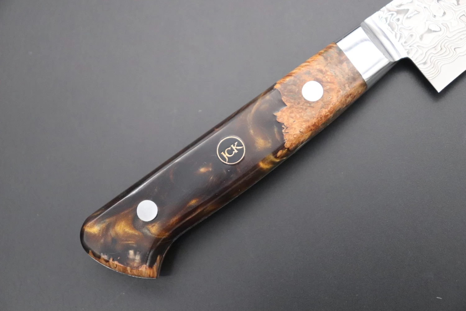 JCK Original Kagayaki NOVEL- Limited Edition Custom R-2 Damascus Series KNLTD-72 Petty 150mm (5.9 Inch, Hammer Forged Blade) 3 JCK Original Kagayaki NOVEL- Limited Edition Custom R-2 Damascus Series KNLTD-72 Petty 150mm (5.9 Inch, Hammer Forged Blade) - Image 3