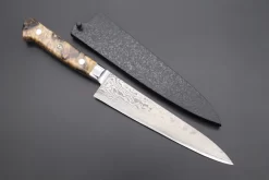 JCK Original Kagayaki NOVEL- Limited Edition Custom R-2 Damascus Series KNLTD-85 Petty 150mm (5.9 Inch, Hammer Forged Blade)