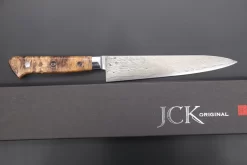 JCK Original Kagayaki NOVEL- Limited Edition Custom R-2 Damascus Series KNLTD-95 Petty 150mm (5.9 Inch, Hammer Forged Blade) -Knife Sale Shop kagayaki petty jck original kagayaki novel limited edition custom r 2 damascus series knltd 95 petty 150mm 5 9 inch hammer forged blade 43488837632283 scaled