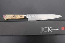 JCK Original Kagayaki NOVEL- Limited Edition Custom R-2 Damascus Series KNLTD-98 Petty 150mm (5.9 Inch, Hammer Forged Blade) -Knife Sale Shop kagayaki petty jck original kagayaki novel limited edition custom r 2 damascus series knltd 98 petty 150mm 5 9 inch hammer forged blade 43488847167771 scaled