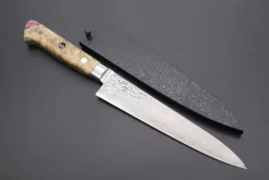 JCK Original Kagayaki NOVEL- Limited Edition Custom R-2 Damascus Series KNLTD-98 Petty 150mm (5.9 Inch, Hammer Forged Blade)