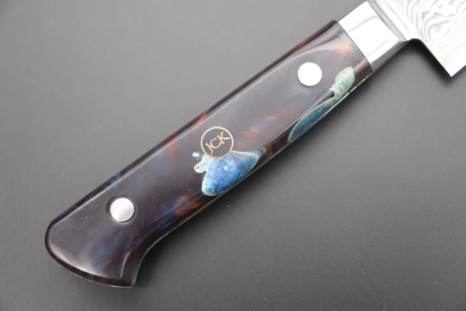 JCK Original Kagayaki NOVEL- Limited Edition Custom R-2 Damascus Series KNLTD-99 Petty 150mm (5.9 Inch, Hammer Forged Blade) 3 JCK Original Kagayaki NOVEL- Limited Edition Custom R-2 Damascus Series KNLTD-99 Petty 150mm (5.9 Inch, Hammer Forged Blade) - Image 3