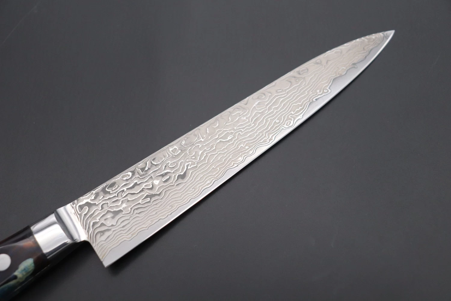 JCK Original Kagayaki NOVEL- Limited Edition Custom R-2 Damascus Series KNLTD-99 Petty 150mm (5.9 Inch, Hammer Forged Blade) 2 JCK Original Kagayaki NOVEL- Limited Edition Custom R-2 Damascus Series KNLTD-99 Petty 150mm (5.9 Inch, Hammer Forged Blade) - Image 2