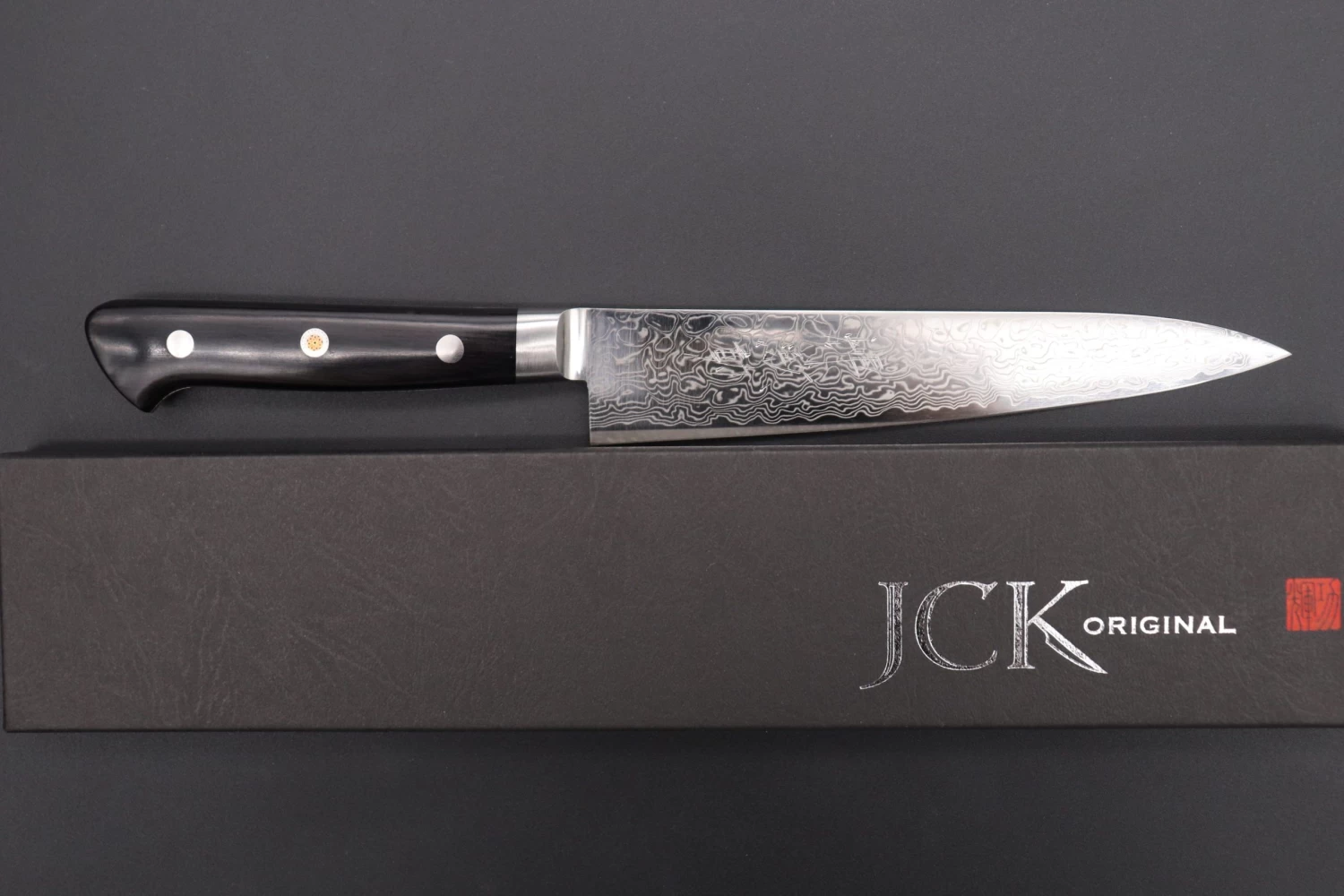 JCK Original Kagayaki R-2 Damascus Series KGRP-1 Petty 150mm (5.9 Inch, Polished Blade) 9 JCK Original Kagayaki R-2 Damascus Series KGRP-1 Petty 150mm (5.9 Inch, Polished Blade) - Image 9