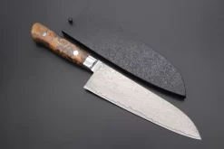 JCK Original Kagayaki NOVEL- Limited Edition Custom R-2 Damascus Series KNLTD-126 Santoku 175mm (6.8 Inch, Forged Blade)