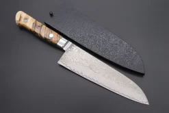 JCK Original Kagayaki NOVEL- Limited Edition Custom R-2 Damascus Series KNLTD-128 Santoku 175mm (6.8 Inch, Forged Blade)