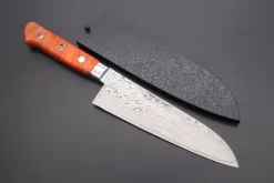 JCK Original Kagayaki NOVEL- Limited Edition Custom R-2 Damascus Series KNLTD-131 Santoku 175mm (6.8 Inch, Forged Blade)