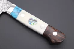 Mr. Itou "Luna Series" R-2 Custom Damascus Gyuto 160mm (6.2 Inch) "Custom Combination Handle(Turquoise Gem-Composite Stone/ White Color Camel Bone/ Ironwood)" (IT-146) -Knife Sale Shop mr itou gyuto mr itou luna series r 2 custom damascus gyuto 160mm 6 2 inch custom combination handle turquoise gem composite stone white color camel bone ironwood it 146 3984639331561 scaled