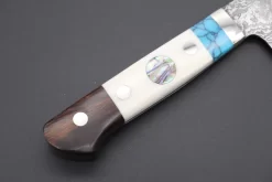 Mr. Itou "Luna Series" R-2 Custom Damascus Gyuto 160mm (6.2 Inch) "Custom Combination Handle(Turquoise Gem-Composite Stone/ White Color Camel Bone/ Ironwood)" (IT-146) -Knife Sale Shop mr itou gyuto mr itou luna series r 2 custom damascus gyuto 160mm 6 2 inch custom combination handle turquoise gem composite stone white color camel bone ironwood it 146 3984639341391 scaled