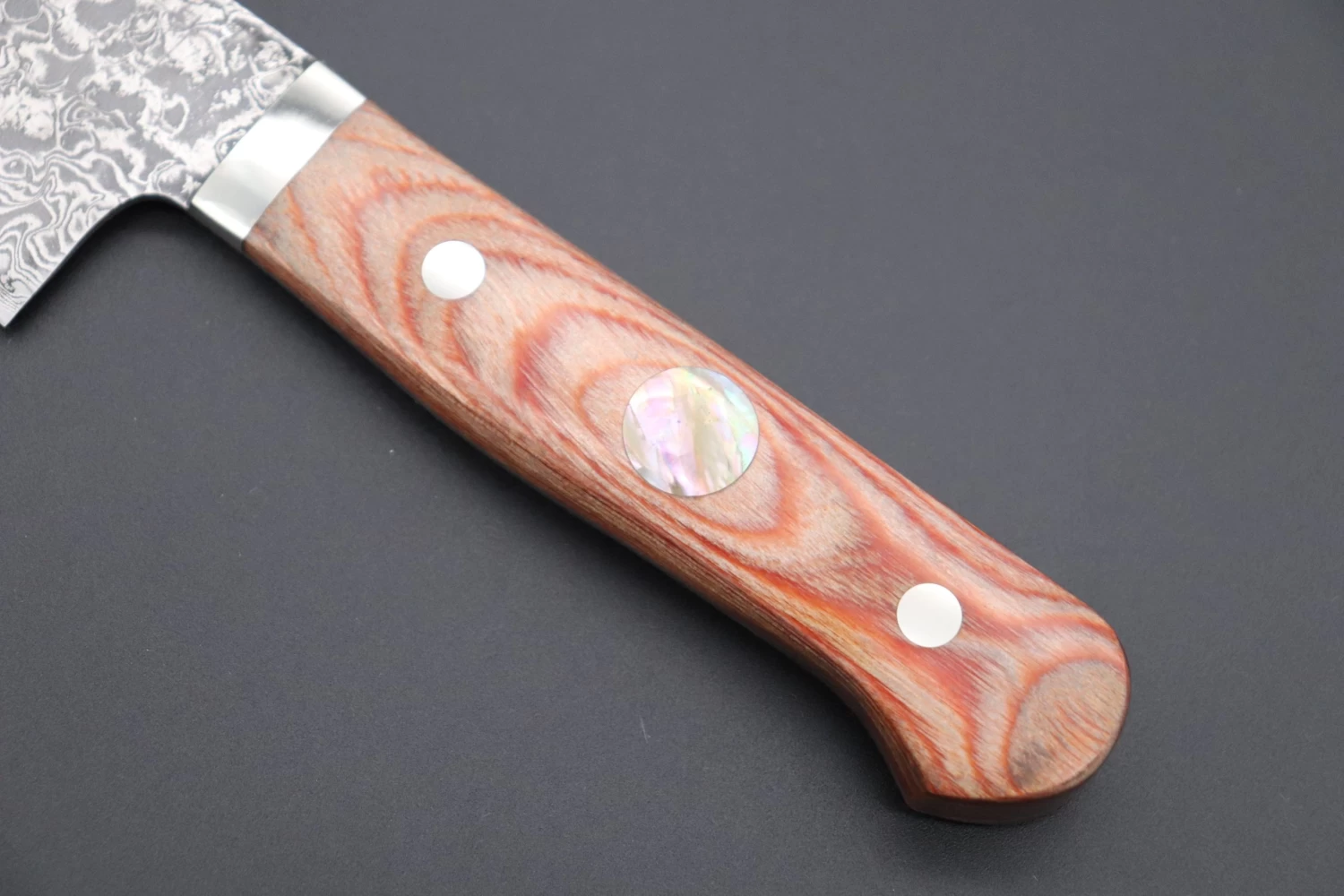 Mr. Itou “Luna Series” R-2 Custom Damascus Gyuto 170mm (6.6 Inch) Brown Wood-Micarta Handle (IT-140A) 3 Mr. Itou “Luna Series” R-2 Custom Damascus Gyuto 170mm (6.6 Inch) Brown Wood-Micarta Handle (IT-140A) - Image 3