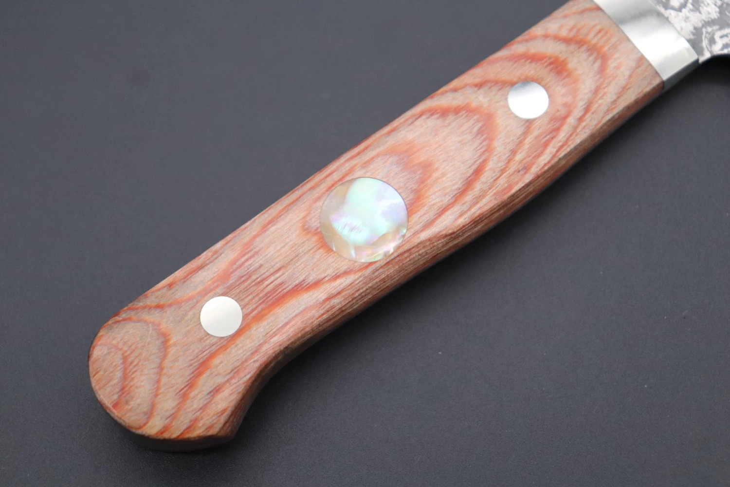 Mr. Itou “Luna Series” R-2 Custom Damascus Gyuto 170mm (6.6 Inch) Brown Wood-Micarta Handle (IT-140A) 6 Mr. Itou “Luna Series” R-2 Custom Damascus Gyuto 170mm (6.6 Inch) Brown Wood-Micarta Handle (IT-140A) - Image 6