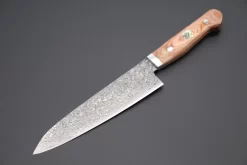 Mr. Itou “Luna Series” R-2 Custom Damascus Gyuto 170mm (6.6 Inch) Brown Wood-Micarta Handle (IT-140B)