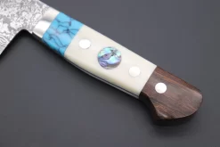 Mr. Itou “Luna Series” R-2 Custom Damascus Gyuto 185mm (7.2 Inch) "Custom Combination Handle (Turquoise, White Color Camel Bone, Ironwood.)" (IT-130) 8 Mr. Itou “Luna Series” R-2 Custom Damascus Gyuto 185mm (7.2 Inch) "Custom Combination Handle (Turquoise, White Color Camel Bone, Ironwood.)" (IT-130) -Knife Sale Shop mr itou gyuto mr itou luna series r 2 custom damascus gyuto 185mm 7 2 inch custom combination handle turquoise white color camel bone ironwood it 130 39846383681819 scaled