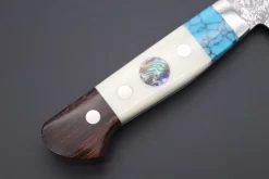 Mr. Itou “Luna Series” R-2 Custom Damascus Gyuto 185mm (7.2 Inch) "Custom Combination Handle (Turquoise, White Color Camel Bone, Ironwood.)" (IT-130) 11 Mr. Itou “Luna Series” R-2 Custom Damascus Gyuto 185mm (7.2 Inch) "Custom Combination Handle (Turquoise, White Color Camel Bone, Ironwood.)" (IT-130) -Knife Sale Shop mr itou gyuto mr itou luna series r 2 custom damascus gyuto 185mm 7 2 inch custom combination handle turquoise white color camel bone ironwood it 130 39846383812891 scaled