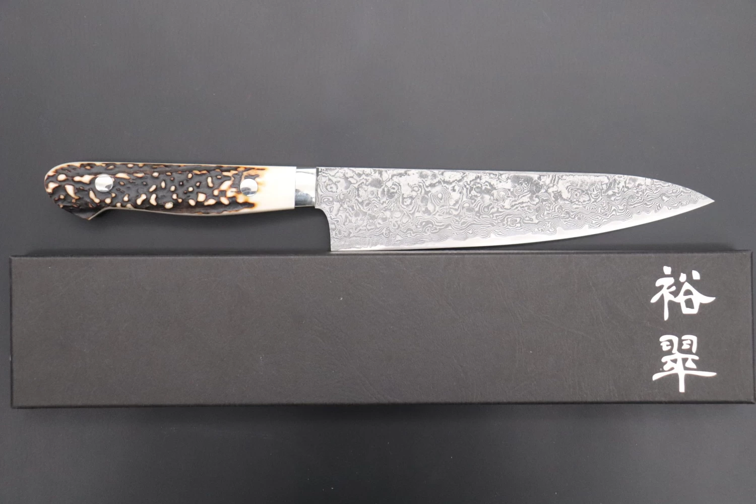 Mr. Itou R-2 Custom Damascus Gyuto 160mm (6.2 Inch) "Stag Handle" (IT-199) 8 Mr. Itou R-2 Custom Damascus Gyuto 160mm (6.2 Inch) "Stag Handle" (IT-199) - Image 8