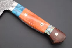 Mr. Itou R-2 Custom Damascus Gyuto 165mm (6.4 Inch) "Custom Combination Handle(Turquoise Gem-Composite Stone/Orange Color Camel Bone/Abalone/Ironwood)" (IT-151) -Knife Sale Shop mr itou gyuto mr itou r 2 custom damascus gyuto 165mm 6 4 inch custom combination handle turquoise gem composite stone orange color camel bone abalone ironwood it 151 39852735562011 scaled
