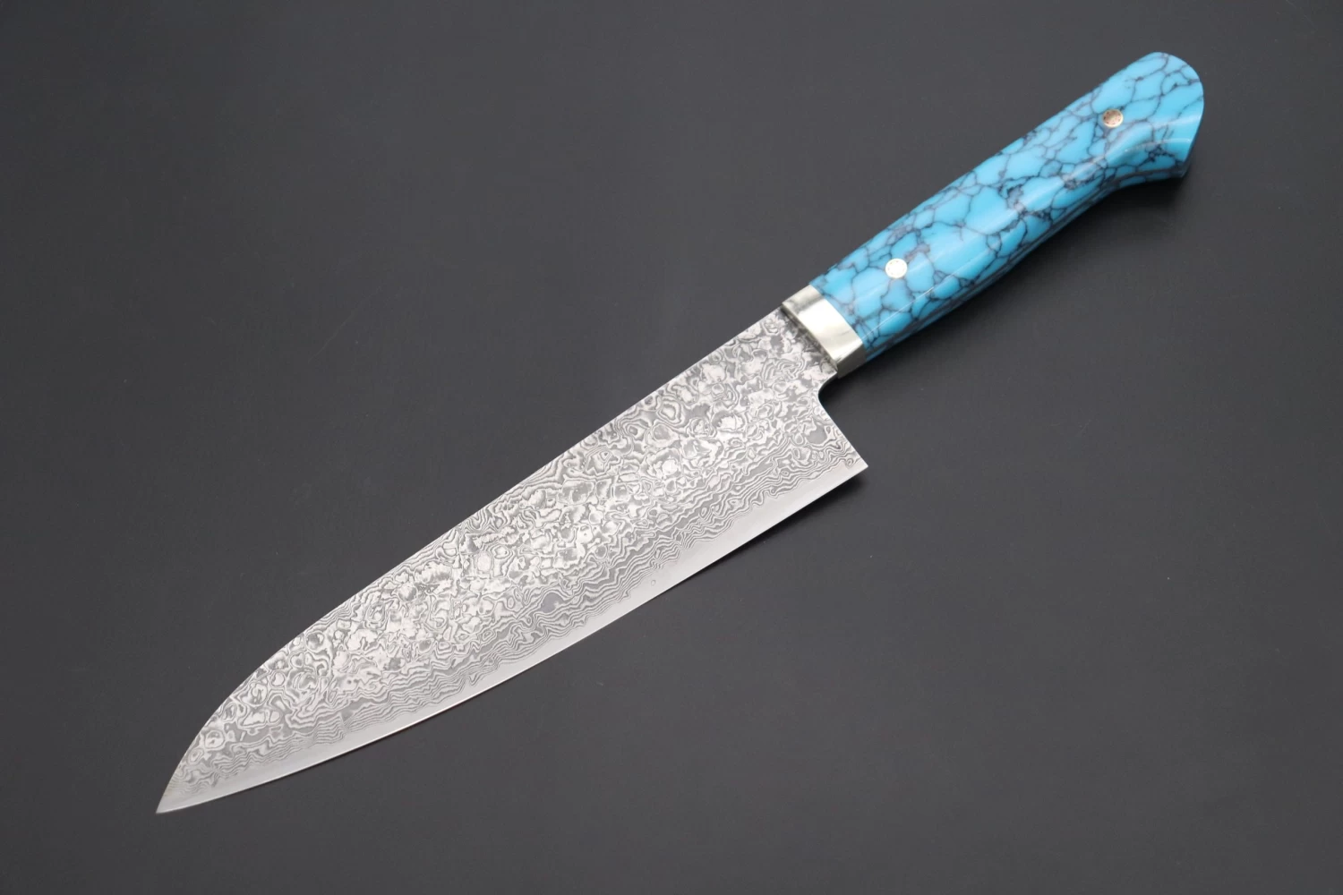 Mr. Itou R-2 Custom Damascus Gyuto 180mm (7 Inch,Turquoise GemStone Handle,IT-204) 1 Mr. Itou R-2 Custom Damascus Gyuto 180mm (7 Inch,Turquoise GemStone Handle,IT-204)