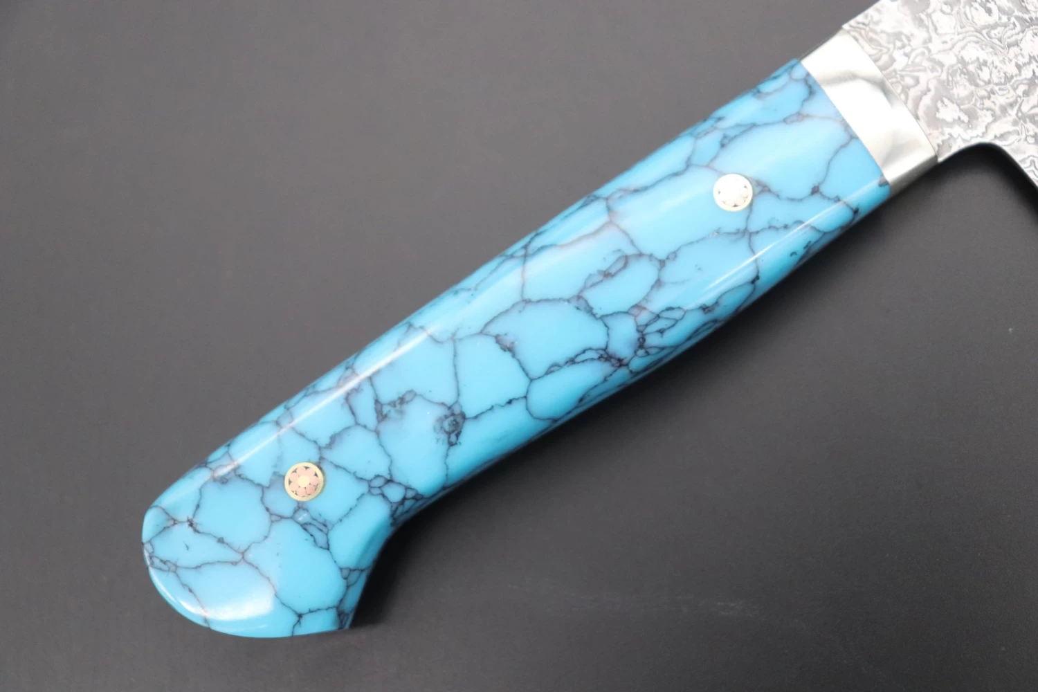 Mr. Itou R-2 Custom Damascus Gyuto 180mm (7 Inch,Turquoise GemStone Handle,IT-204) 7 Mr. Itou R-2 Custom Damascus Gyuto 180mm (7 Inch,Turquoise GemStone Handle,IT-204) - Image 7
