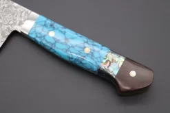 Mr. Itou R-2 Custom Damascus Gyuto 190mm (7.4 Inch) "Custom Combination Handle(Turquoise/Abalone/Ironwood)" (IT-116) -Knife Sale Shop mr itou gyuto mr itou r 2 custom damascus gyuto 190mm 7 4 inch custom combination handle turquoise abalone ironwood it 116 30648322162785 scaled