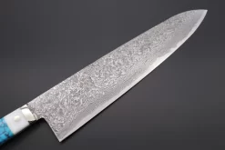 Mr. Itou R-2 Custom Damascus Gyuto 265mm (10.4 Inch) "Custom Combination Handle (Corian/Turuqoise/Ironwood)" (IT-1) -Knife Sale Shop mr itou gyuto mr itou r 2 custom damascus gyuto 265mm 10 4 inch custom combination handle corian turuqoise ironwood it 1 42915990339867 scaled