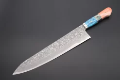 Mr. Itou R-2 Custom Damascus Gyuto 265mm (10.4 Inch) "Custom Combination Handle (Turuqoise Gem-Composite Stone/Abalone/Orange Color Camel Bone)" (IT-106)