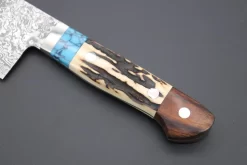 Mr. Itou "Treasure Hunter Series" R-2 Custom Damascus Gyuto 190mm (7.4 Inch) "Custom Combination Handle (Turquoise Gem-Composite Stone, Sambar Stag, Ironwood )" (IT-114) 8 Mr. Itou "Treasure Hunter Series" R-2 Custom Damascus Gyuto 190mm (7.4 Inch) "Custom Combination Handle (Turquoise Gem-Composite Stone, Sambar Stag, Ironwood )" (IT-114) -Knife Sale Shop mr itou gyuto mr itou treasure hunter series r 2 custom damascus gyuto 190mm 7 4 inch custom combination handle turquoise gem composite stone stag ironwood it 114 30648269373537 scaled